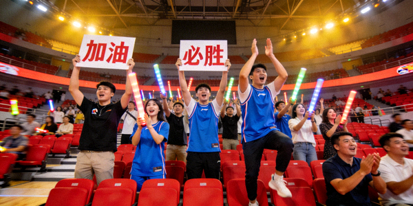CBA篮球比赛现场观众欢呼的场景